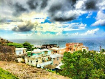 View of sea against cloudy sky