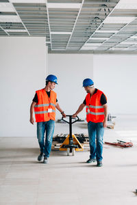 Manual workers working at construction site