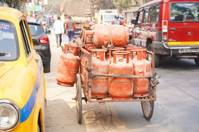 Traffic on road in city