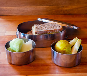 Close-up of breakfast on table