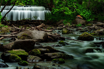 Scenic view of waterfall