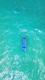 Aerial view of boat in sea