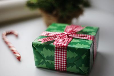 Close-up of paper in box