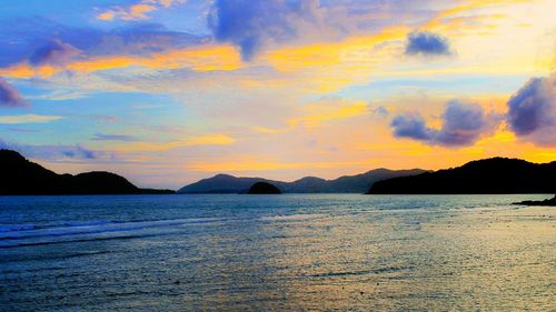 Scenic view of sea against sky during sunset