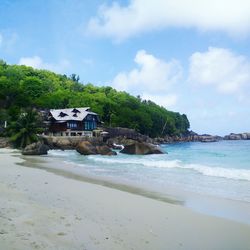 Scenic view of beach against sky