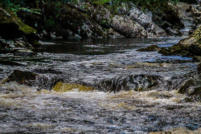 River flowing through rocks in forest