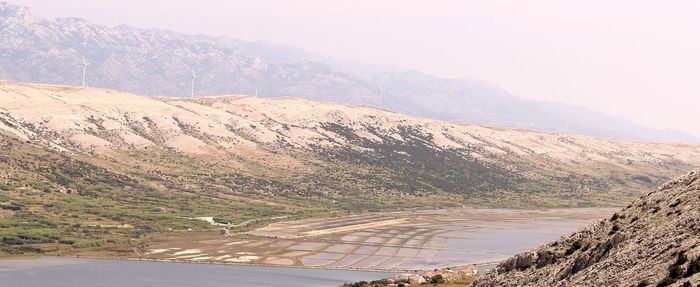 High angle view of mountains against sky