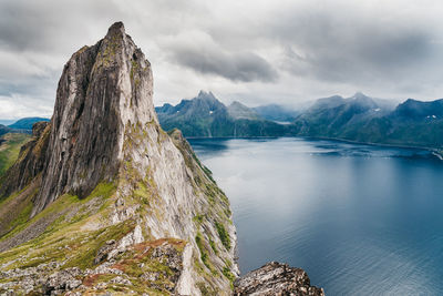 Scenic view of sea and mountains