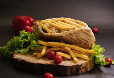 Close-up of food on cutting board