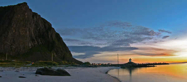 Scenic view of sea against sky at sunset