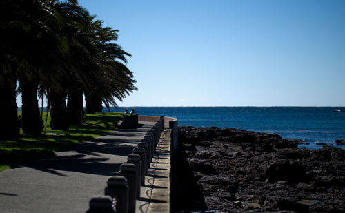 Scenic view of sea against clear sky