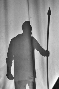 Rear view of a person with shadow of man
