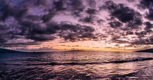 Scenic view of sea against cloudy sky