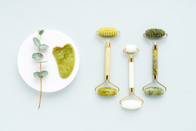 High angle view of wine on table against white background