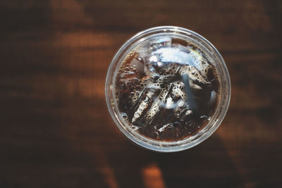 Directly above shot of glass on table