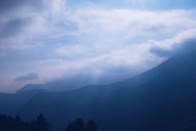 Low angle view of mountains against sky