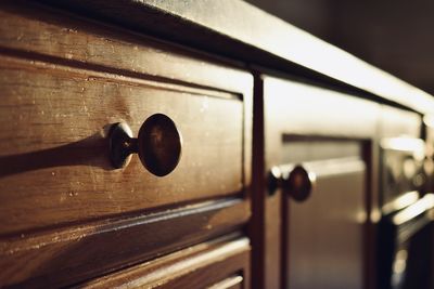 Close-up of closed drawer