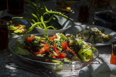 Close-up of food in plate on table