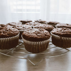 Close-up of cupcakes on table