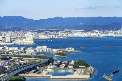 High angle view of city