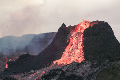 View of volcanic mountain