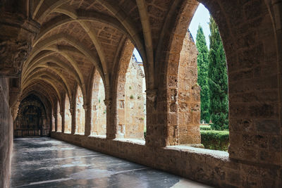 Covered bypass gallery of the church of the monastery de piedra in aragon.