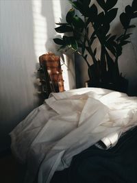 Close-up of sofa on table at home