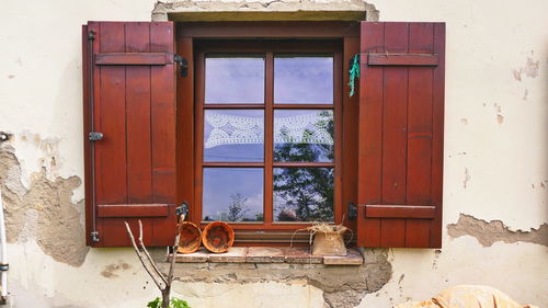 Closed door of building