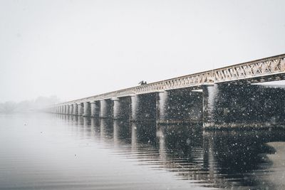 Low angle view of bridge over river against clear sky