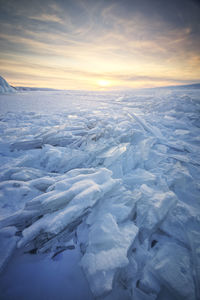 Ice sea over baikal lake