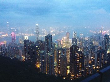 Victoria harbour and hong kong cityscape at night