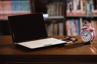 Text on book at table