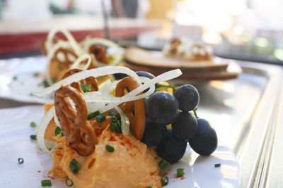 Close-up of food served in plate