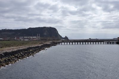 Bridge over river against sky