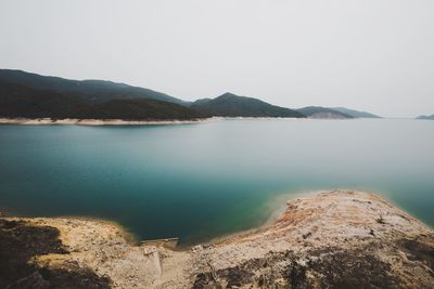 Scenic view of lake against clear sky