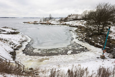 Scenic view of frozen lake against sky