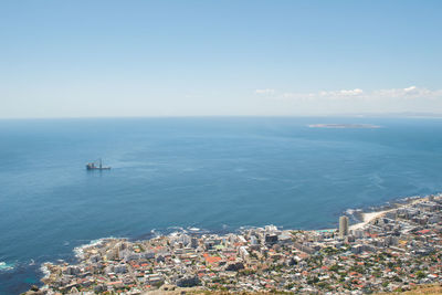 High angle view of sea against sky