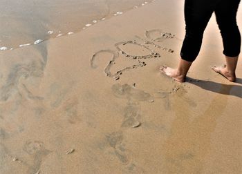 Low section of person standing on beach