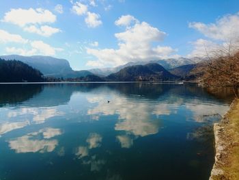 Scenic view of lake against sky