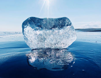 Close-up of frozen jewelry ice