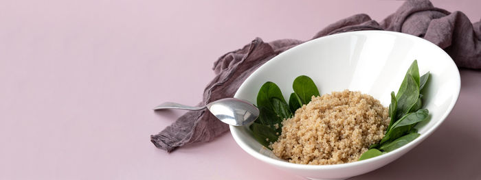 High angle view of food in bowl on table