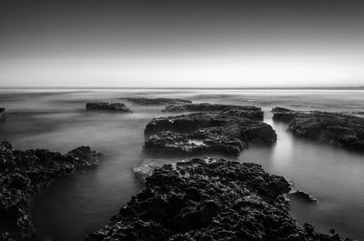 Long exposure seascape in black and white. nature composition.