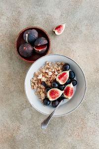 High angle view of breakfast served in bowl