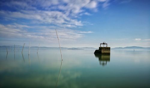 Scenic view of lake against sky