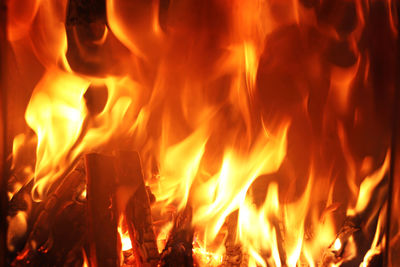 Close-up of fire in the dark