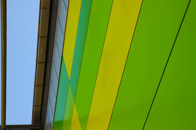 Low angle view of multi colored building against sky