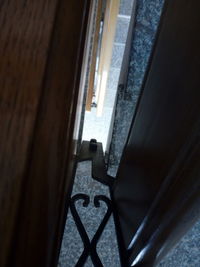 Close-up of open door