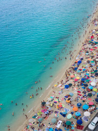 High angle view of people at beach