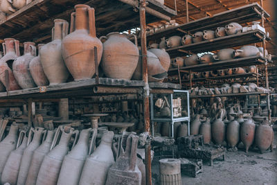 Stack of statues in store