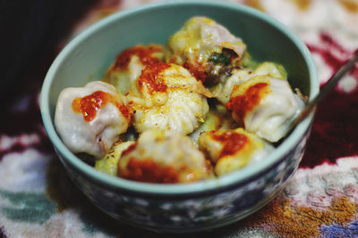 Nepali cuisine momo served in bowl